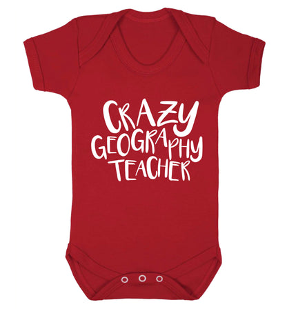 Crazy geography teacher Baby Vest red 18-24 months