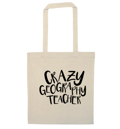 Crazy geography teacher natural tote bag