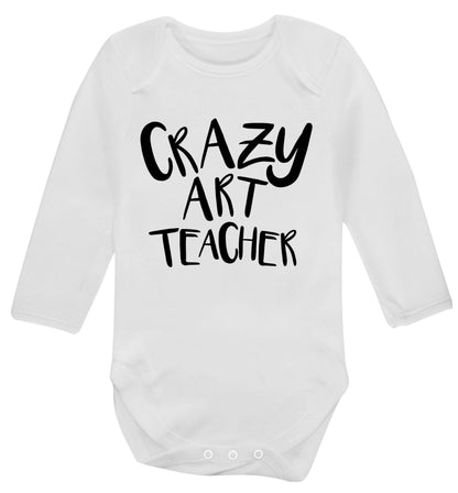 Crazy art teacher Baby Vest long sleeved white 6-12 months