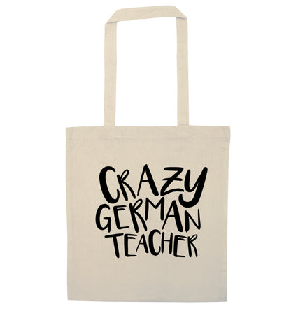 Crazy german teacher natural tote bag