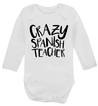 Crazy spanish teacher Baby Vest long sleeved white 6-12 months