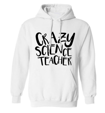 Crazy science teacher adults unisex white hoodie 2XL