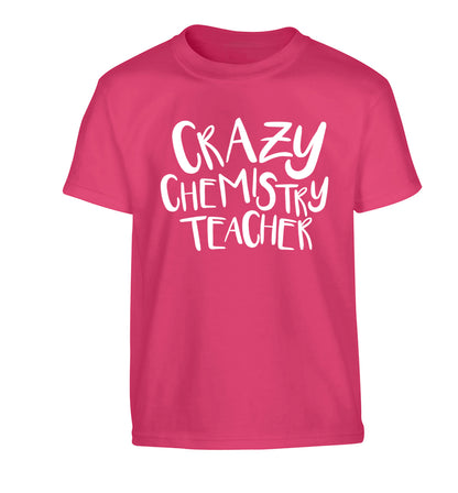 Crazy chemistry teacher Children's pink Tshirt 12-13 Years