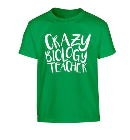 Crazy biology teacher Children's green Tshirt 12-13 Years