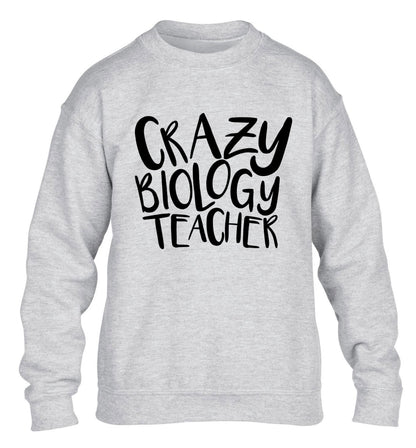 Crazy biology teacher children's grey sweater 12-13 Years