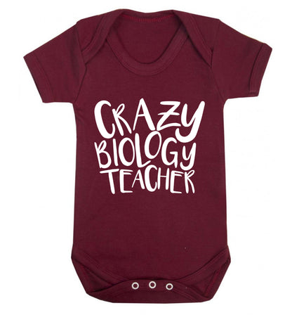 Crazy biology teacher Baby Vest maroon 18-24 months