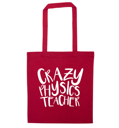 Crazy physics teacher red tote bag