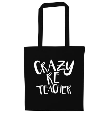Crazy RE teacher black tote bag
