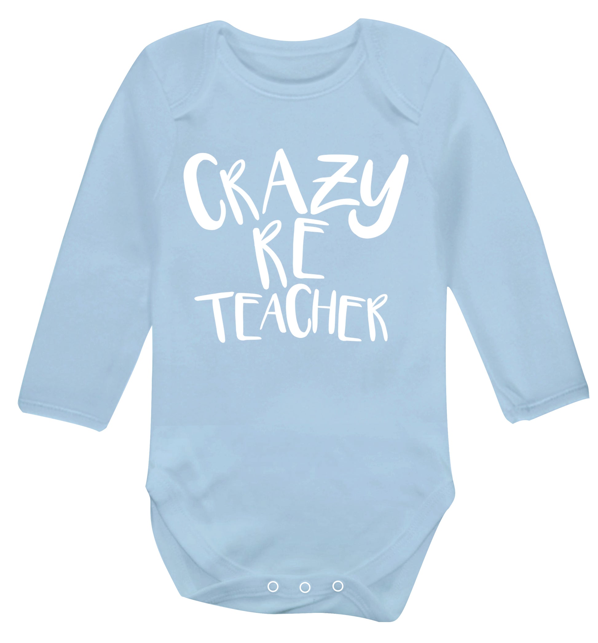 Crazy RE teacher Baby Vest long sleeved pale blue 6-12 months