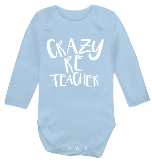 Crazy RE teacher Baby Vest long sleeved pale blue 6-12 months