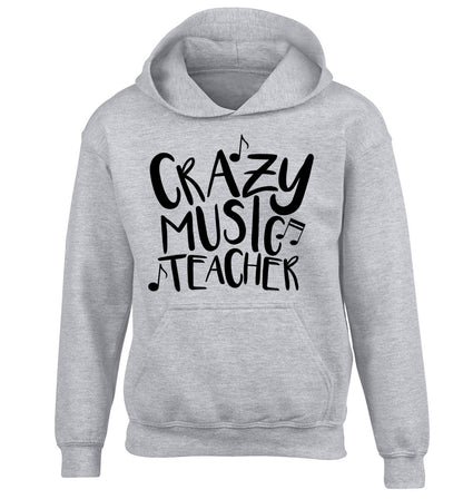 Crazy music teacher children's grey hoodie 12-13 Years