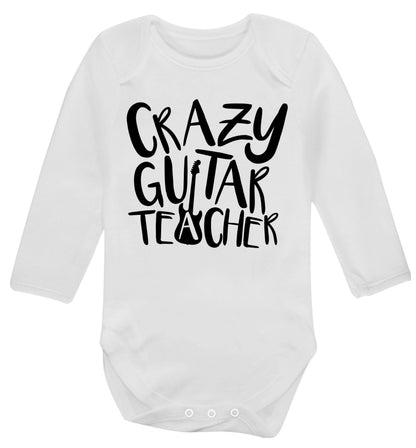 Crazy guitar teacher Baby Vest long sleeved white 6-12 months