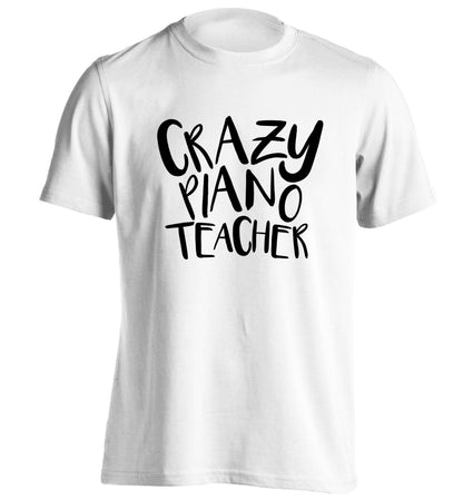 Crazy piano teacher adults unisex white Tshirt 2XL
