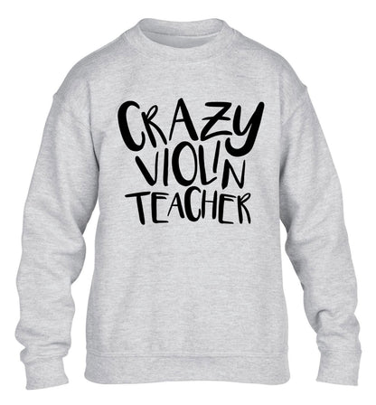 Crazy violin teacher children's grey sweater 12-13 Years