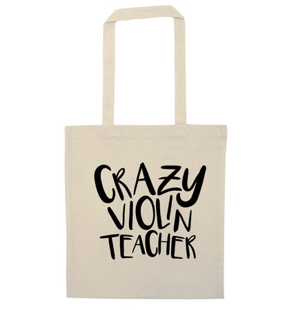 Crazy violin teacher natural tote bag