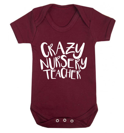 Crazy nursery teacher Baby Vest maroon 18-24 months