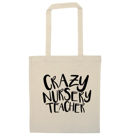 Crazy nursery teacher natural tote bag