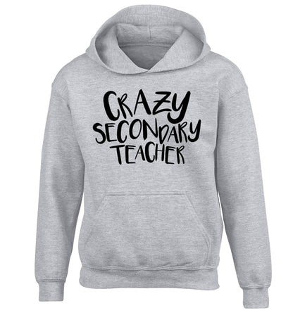 Crazy secondary teacher children's grey hoodie 12-13 Years