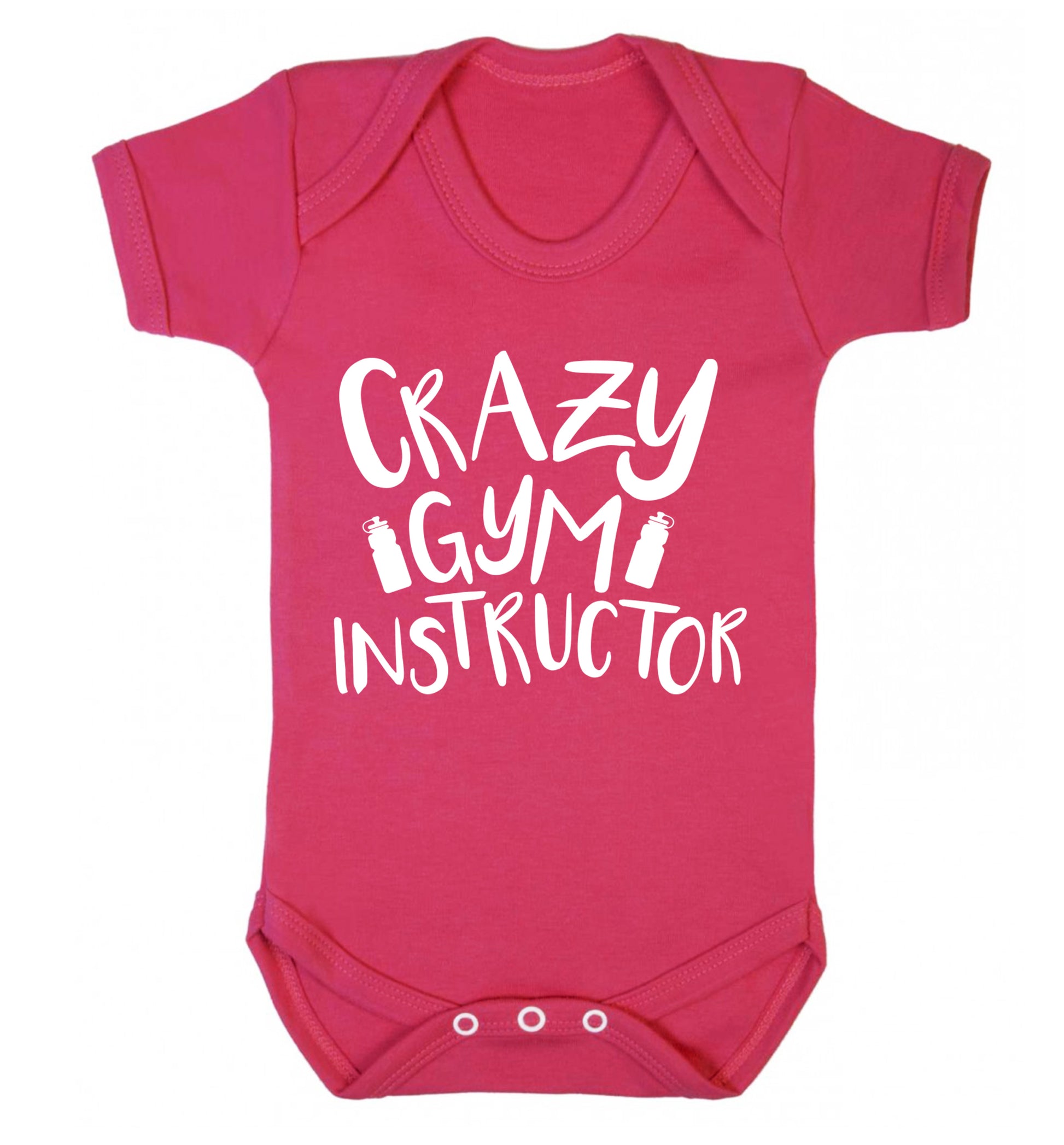 Crazy gym instructor Baby Vest dark pink 18-24 months