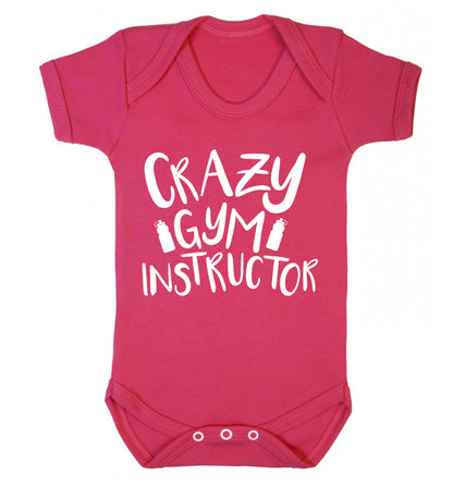 Crazy gym instructor Baby Vest dark pink 18-24 months