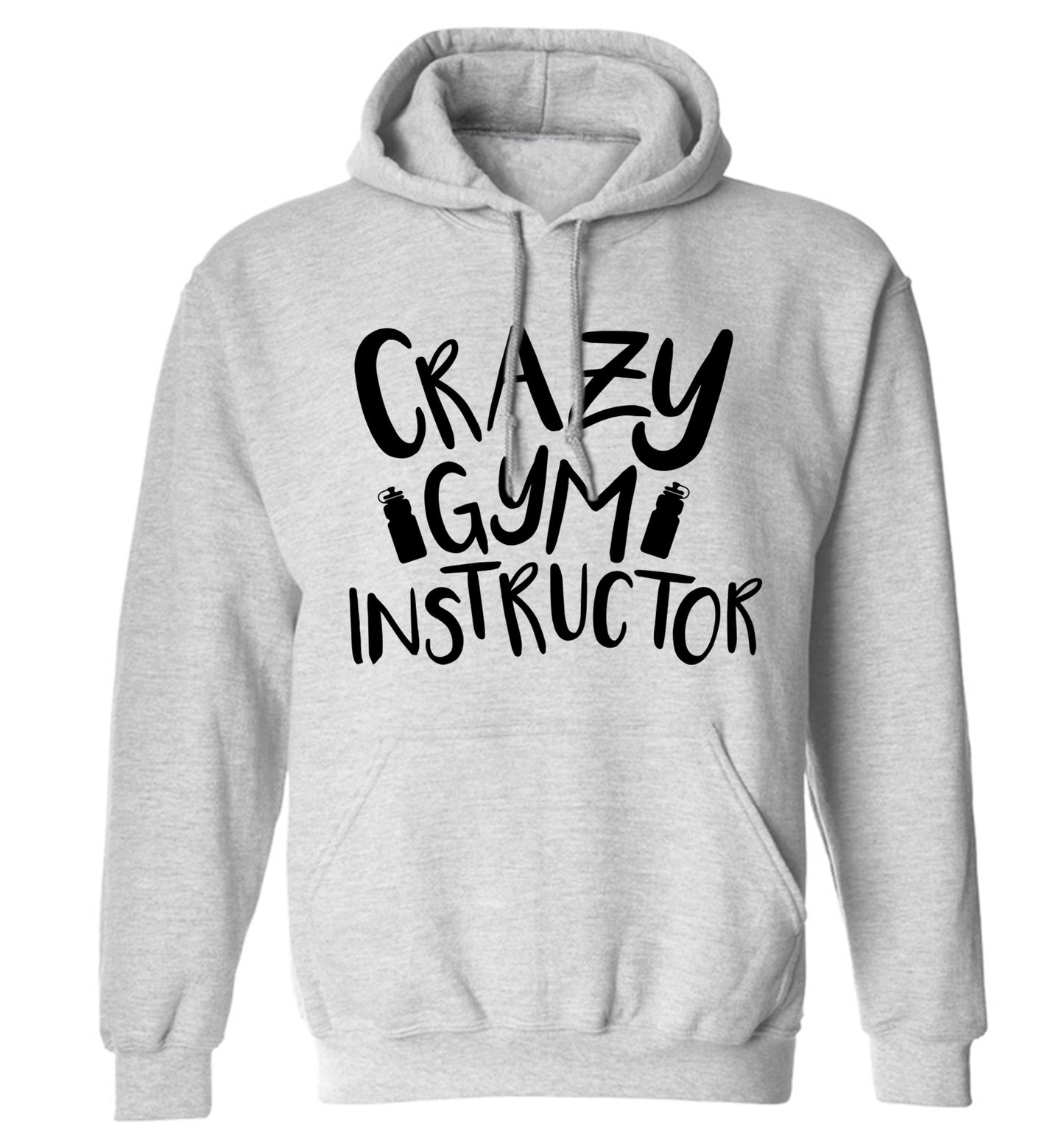 Crazy gym instructor adults unisex grey hoodie 2XL