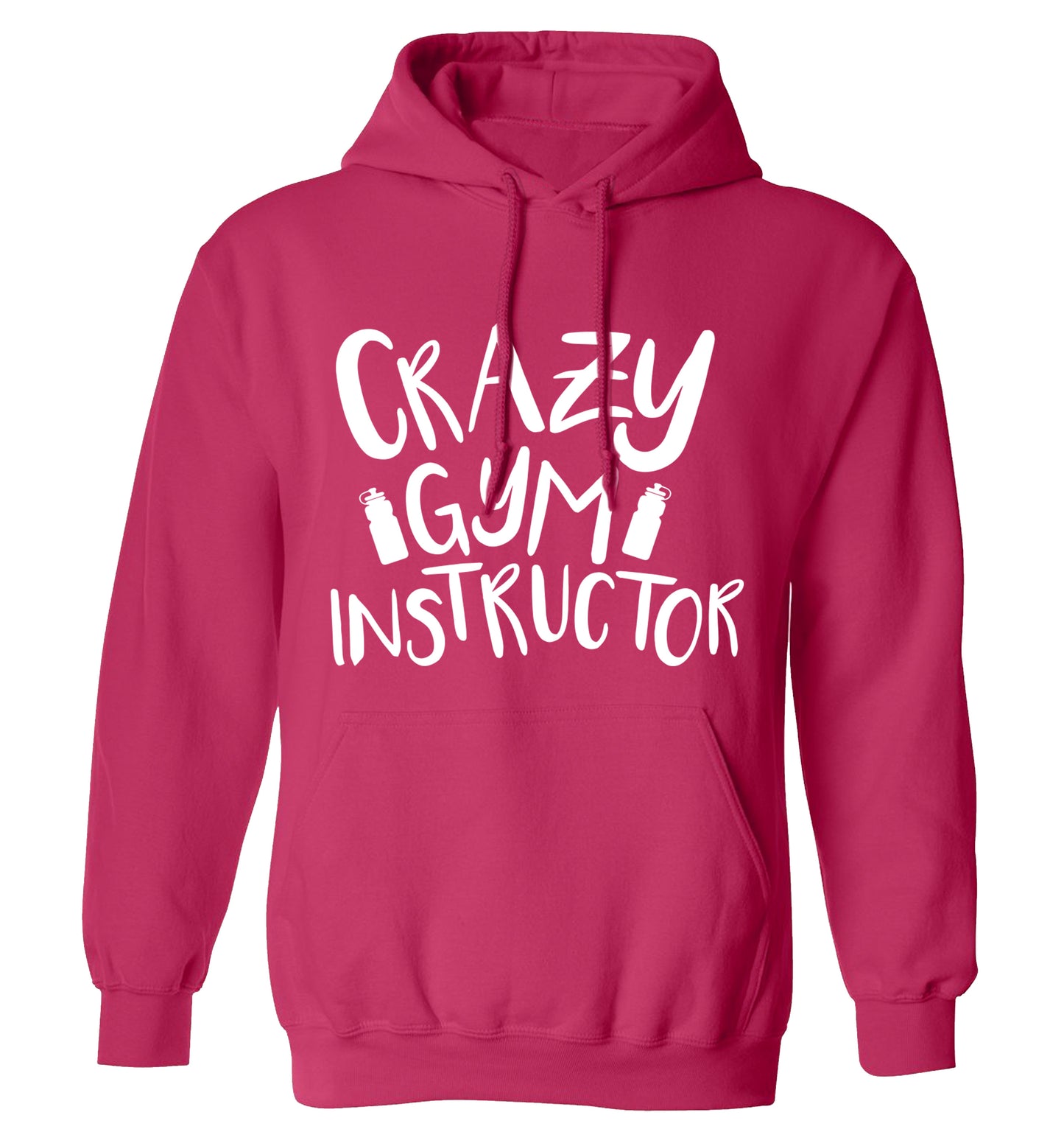 Crazy gym instructor adults unisex pink hoodie 2XL