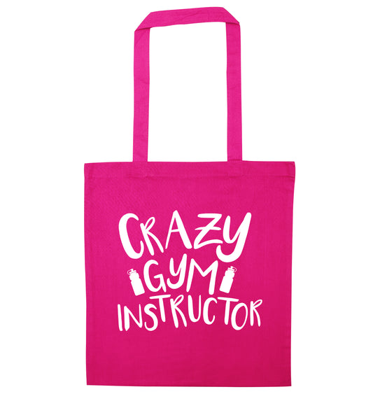 Crazy gym instructor pink tote bag