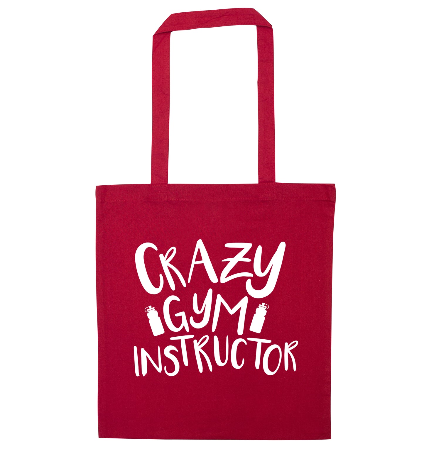 Crazy gym instructor red tote bag