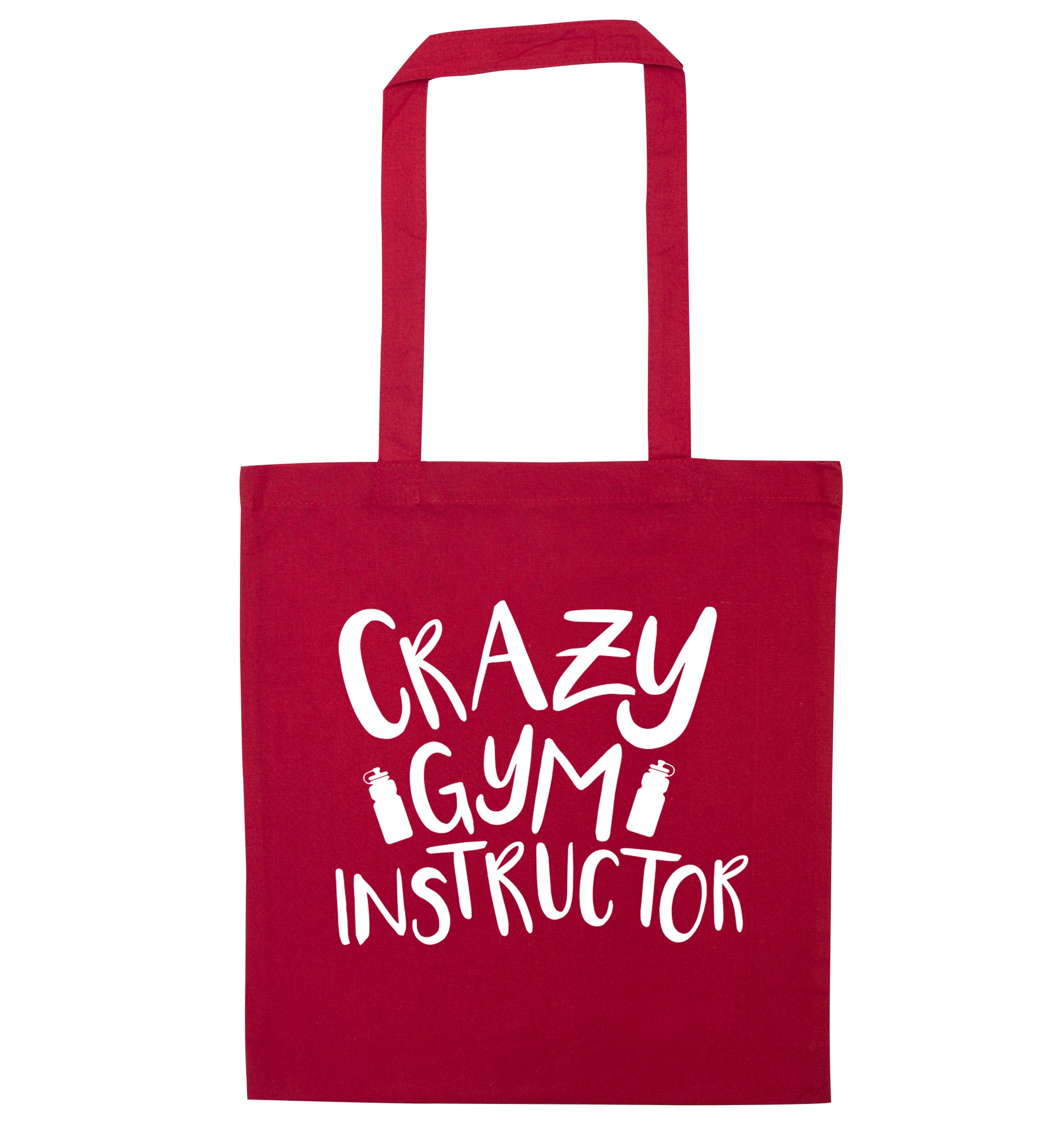Crazy gym instructor red tote bag
