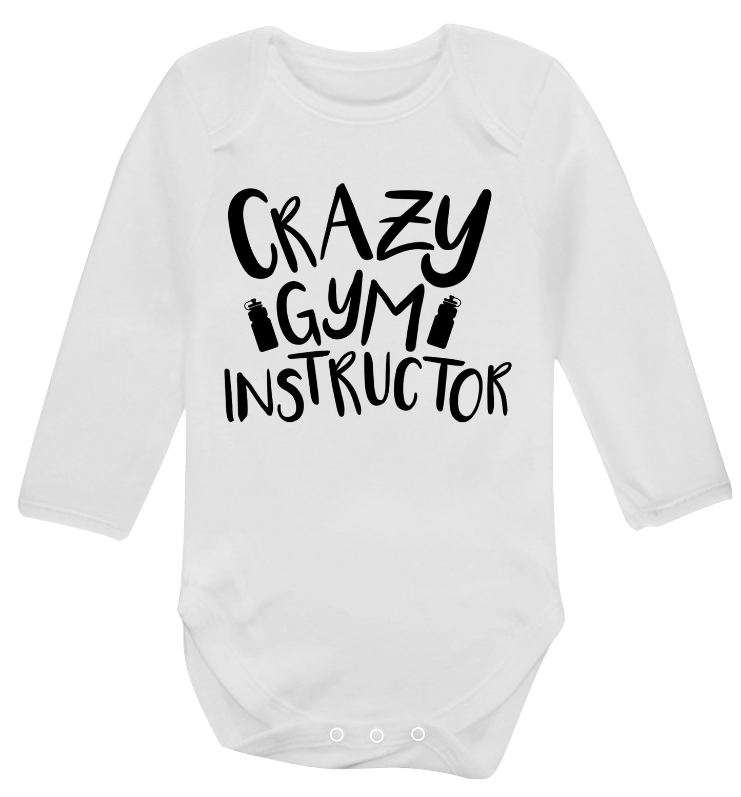 Crazy gym instructor Baby Vest long sleeved white 6-12 months