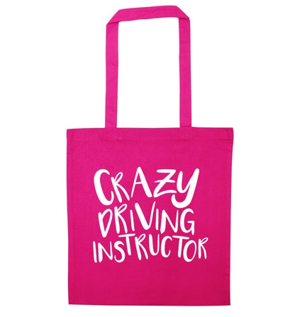 Crazy driving instructor pink tote bag