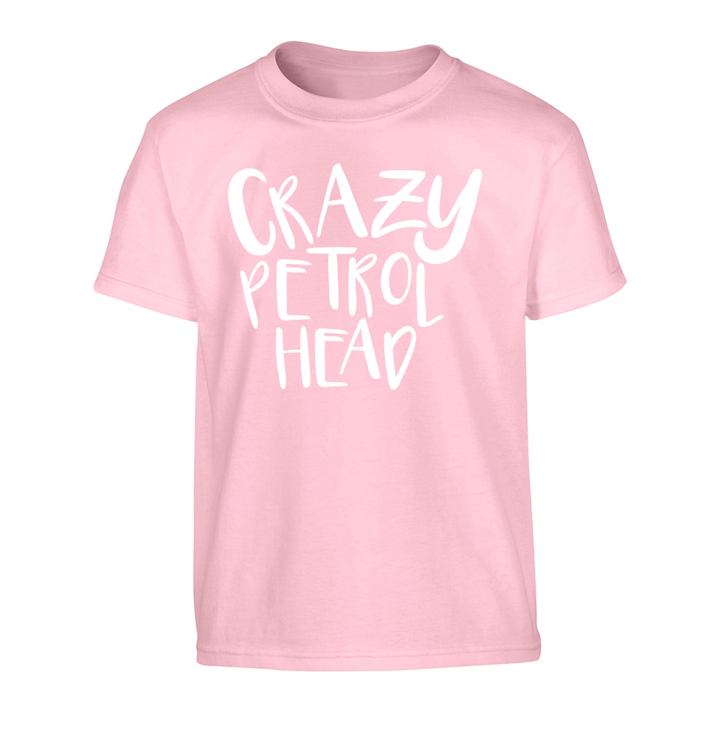 Crazy petrol head Children's light pink Tshirt 12-13 Years