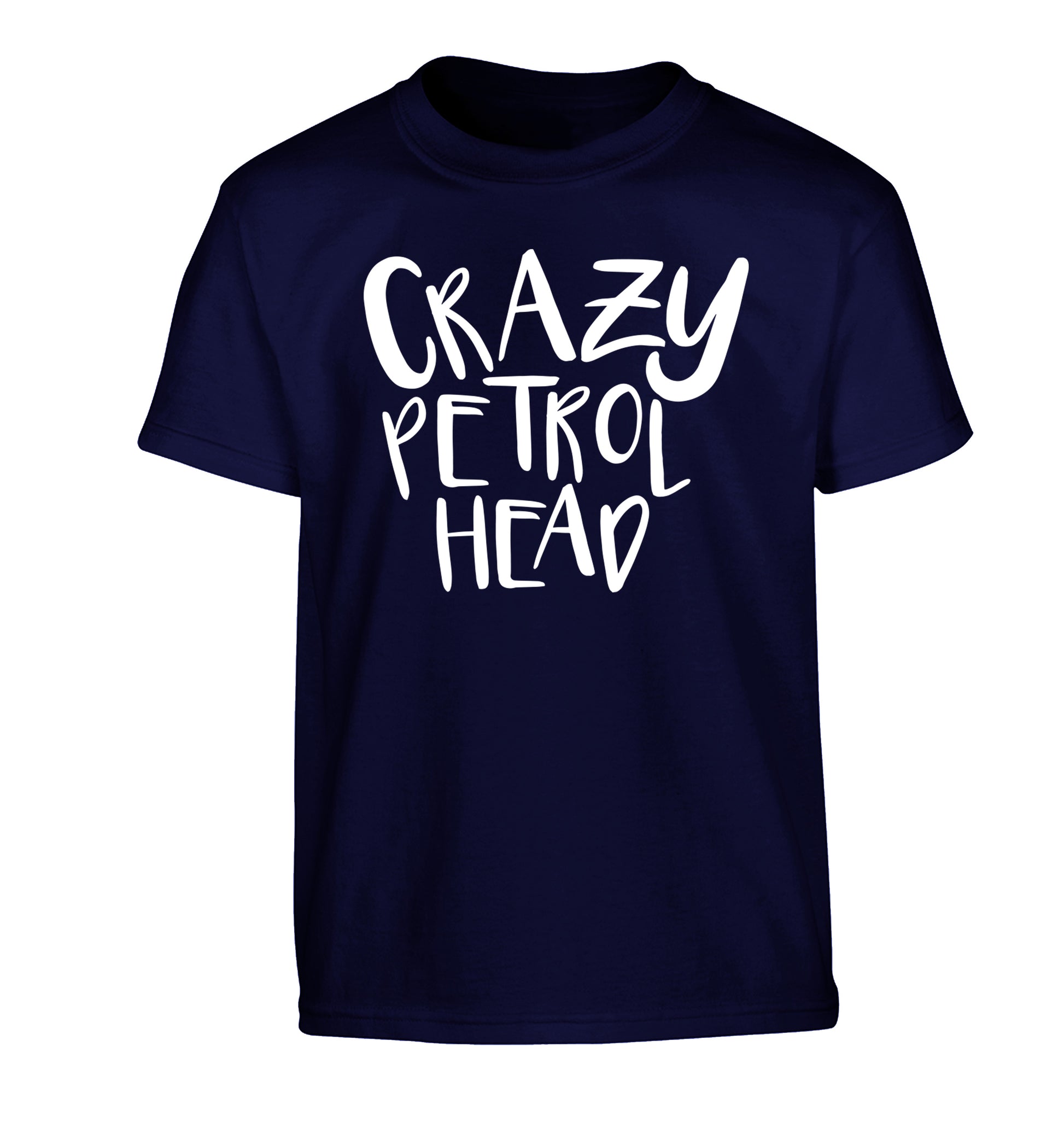 Crazy petrol head Children's navy Tshirt 12-13 Years