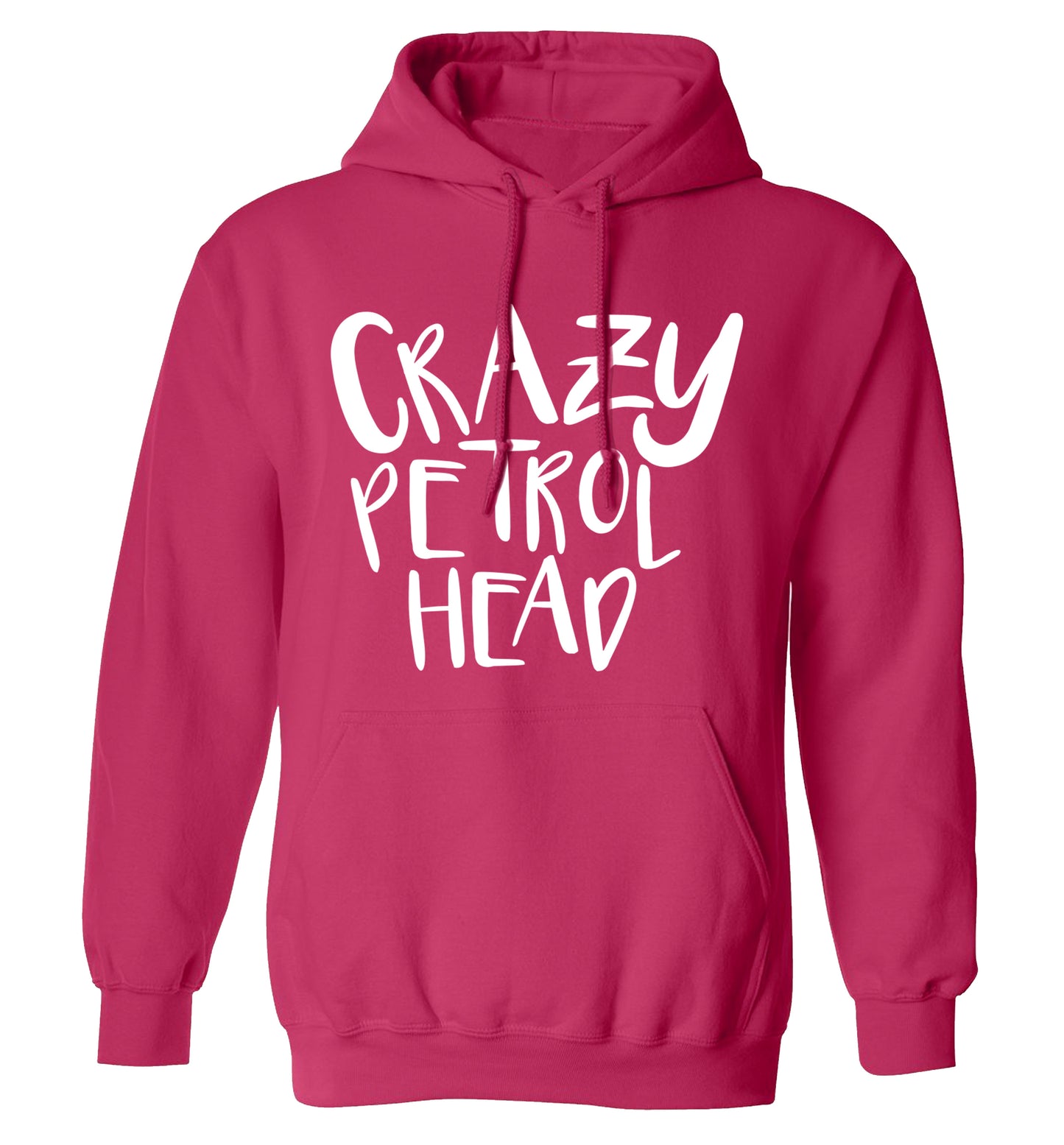 Crazy petrol head adults unisex pink hoodie 2XL