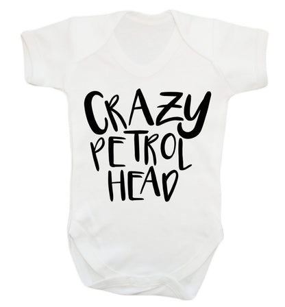 Crazy petrol head Baby Vest white 18-24 months