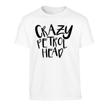 Crazy petrol head Children's white Tshirt 12-13 Years