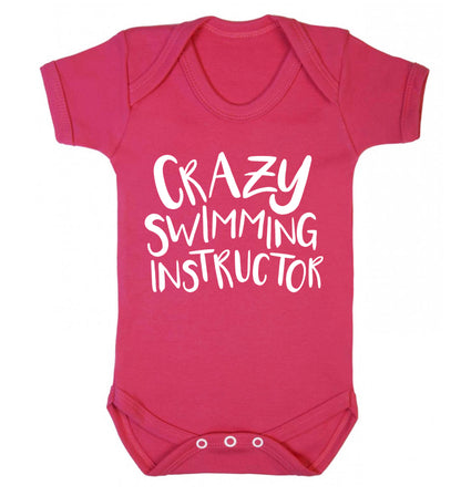 Crazy swimming instructor Baby Vest dark pink 18-24 months