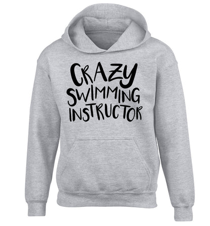 Crazy swimming instructor children's grey hoodie 12-13 Years