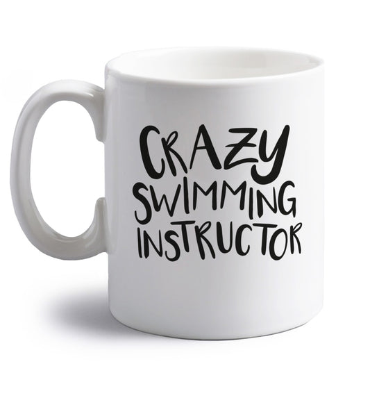 Crazy swimming instructor right handed white ceramic mug 