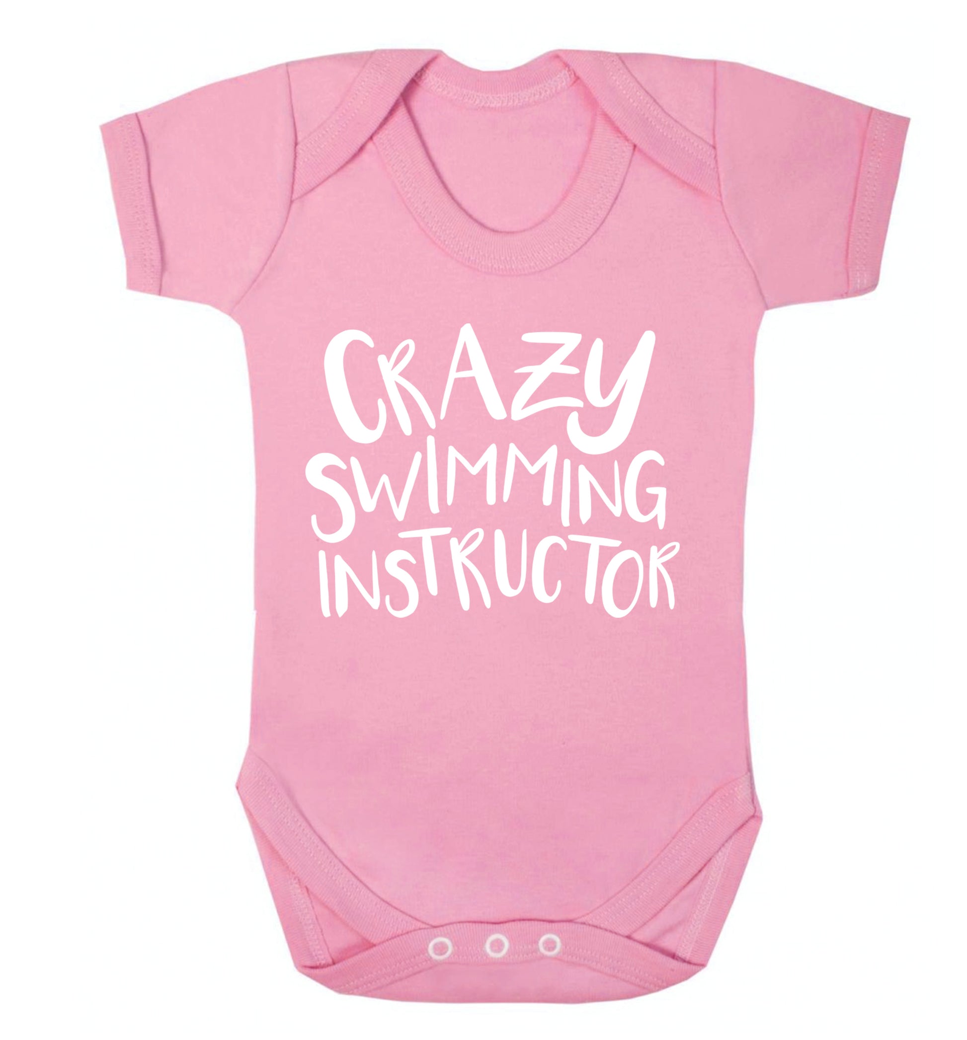 Crazy swimming instructor Baby Vest pale pink 18-24 months