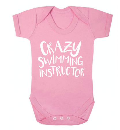 Crazy swimming instructor Baby Vest pale pink 18-24 months