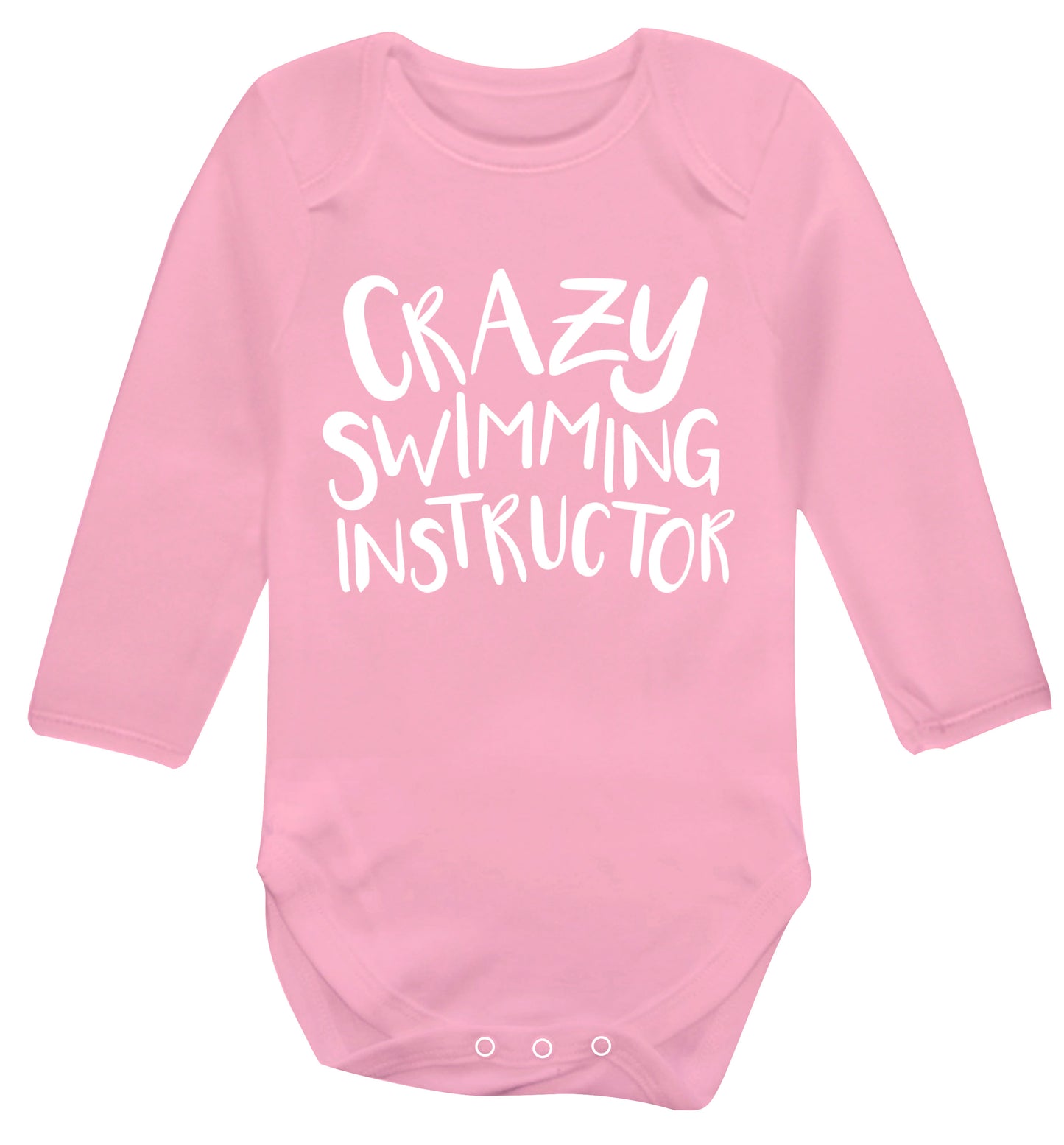 Crazy swimming instructor Baby Vest long sleeved pale pink 6-12 months