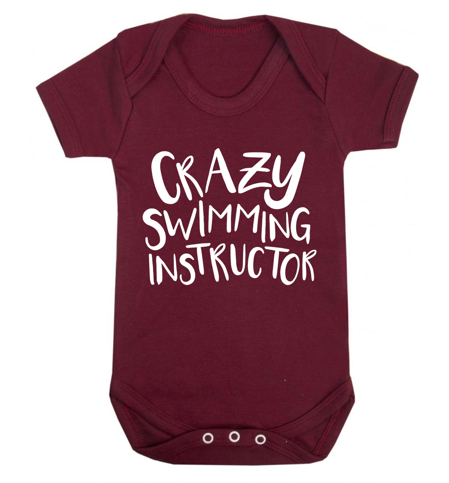 Crazy swimming instructor Baby Vest maroon 18-24 months
