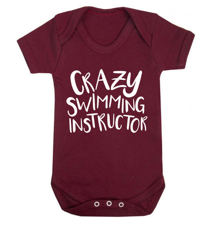 Crazy swimming instructor Baby Vest maroon 18-24 months
