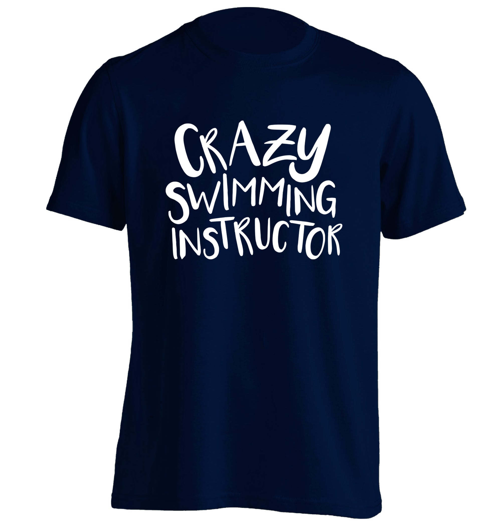 Crazy swimming instructor adults unisex navy Tshirt 2XL