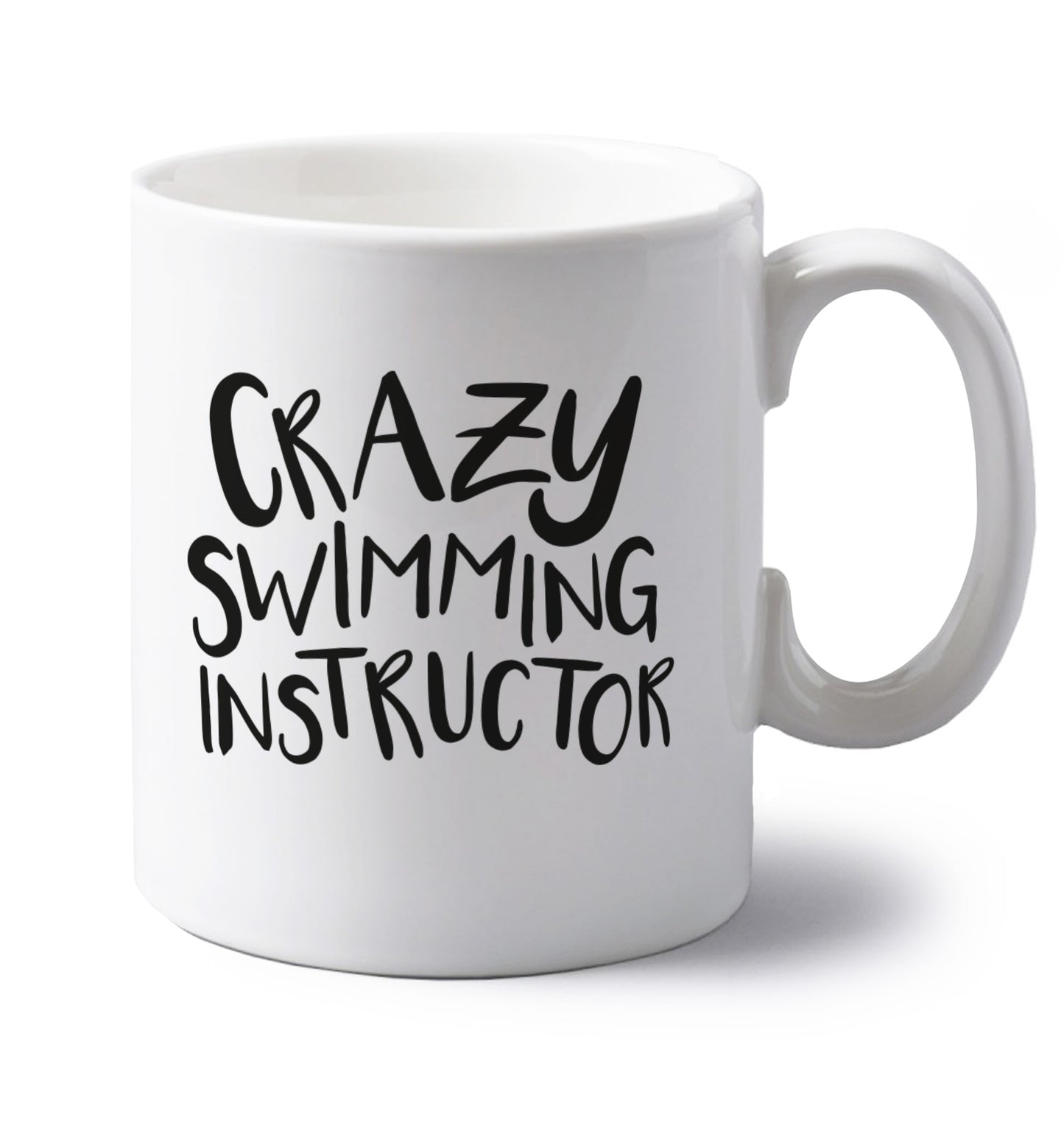 Crazy swimming instructor left handed white ceramic mug 