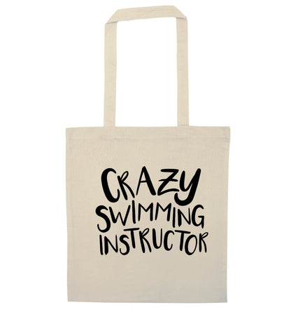Crazy swimming instructor natural tote bag