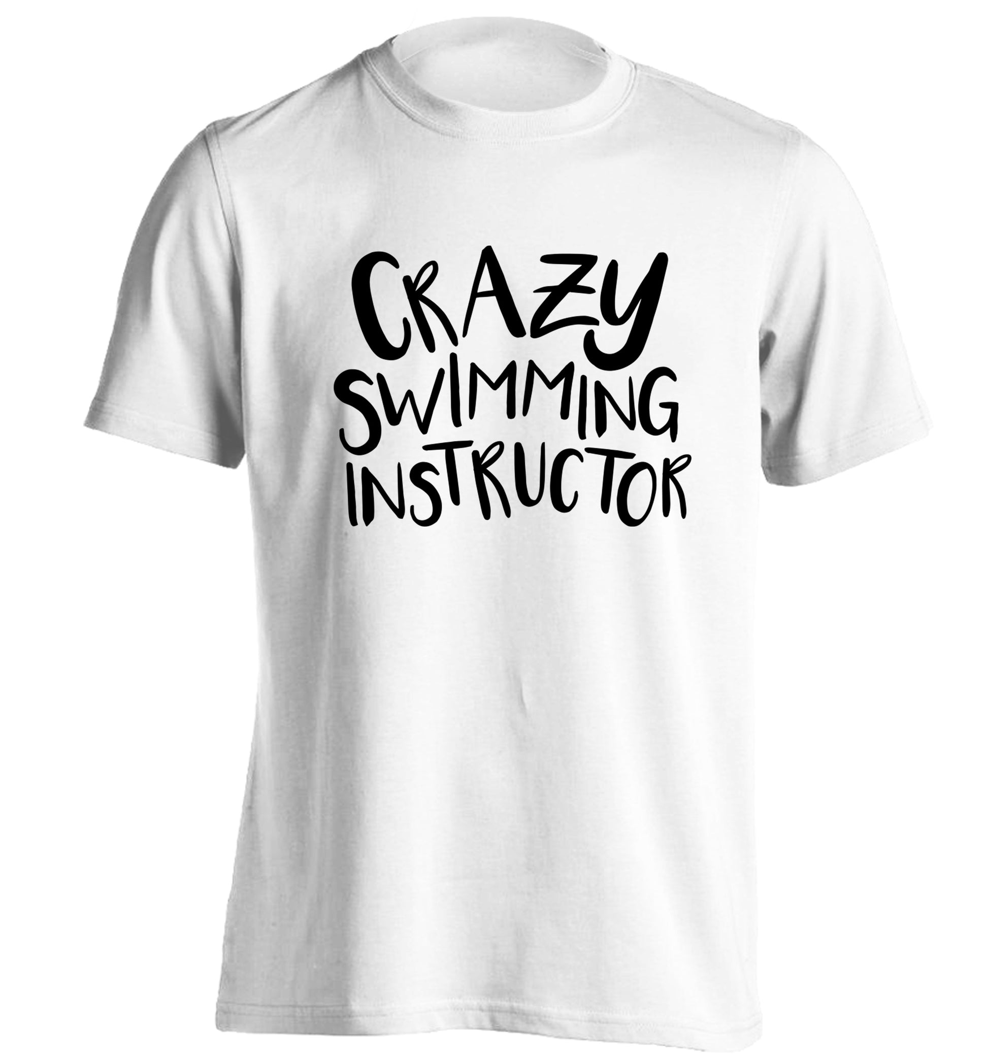 Crazy swimming instructor adults unisex white Tshirt 2XL