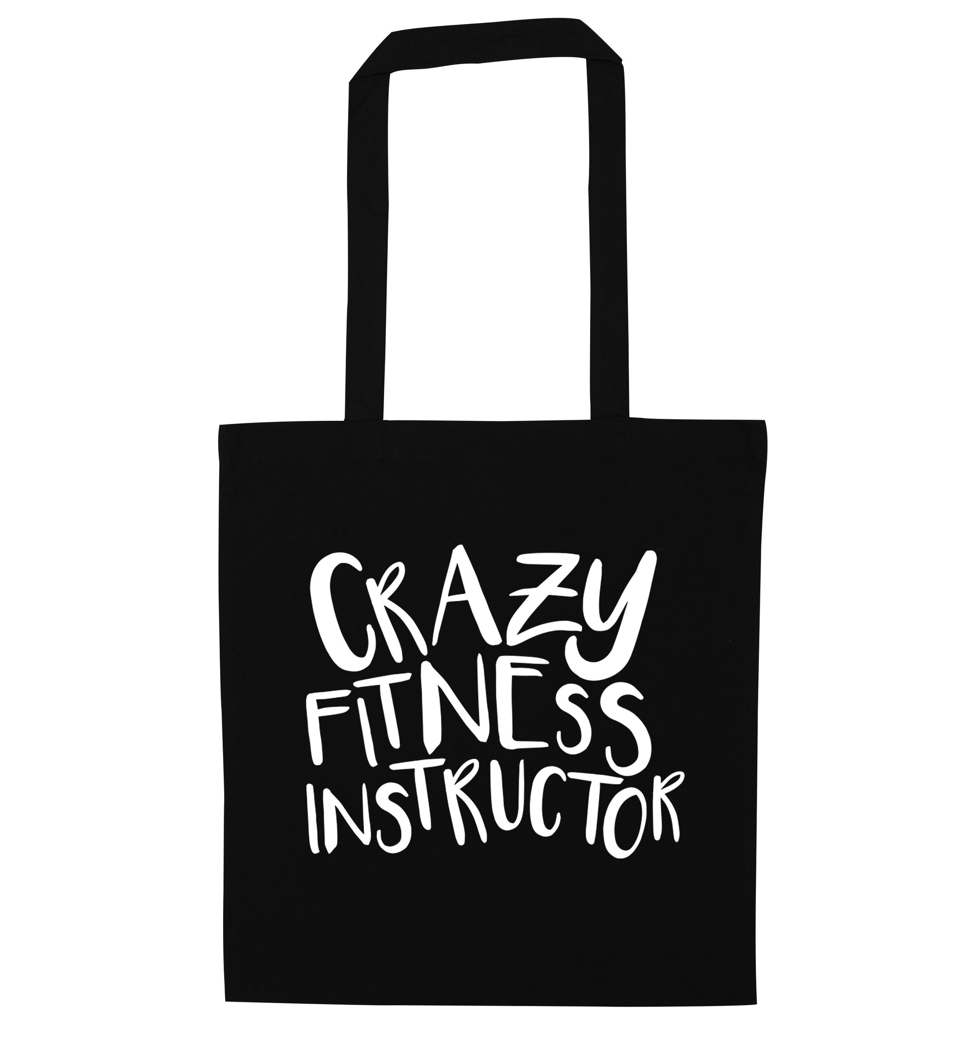 Crazy fitness instructor black tote bag