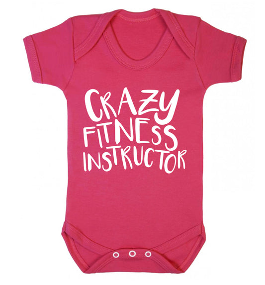 Crazy fitness instructor Baby Vest dark pink 18-24 months